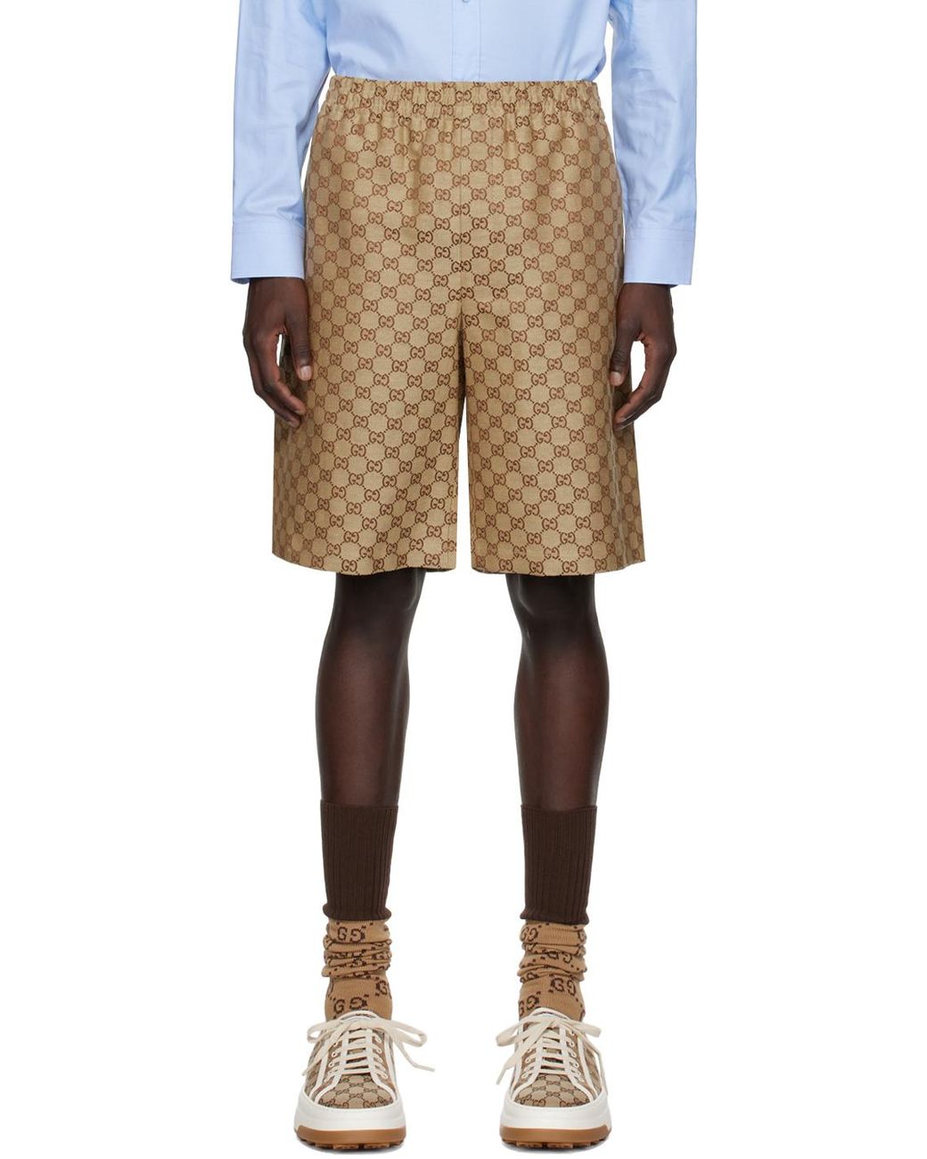 The North Face x Gucci GG canvas shorts in beige/ebony