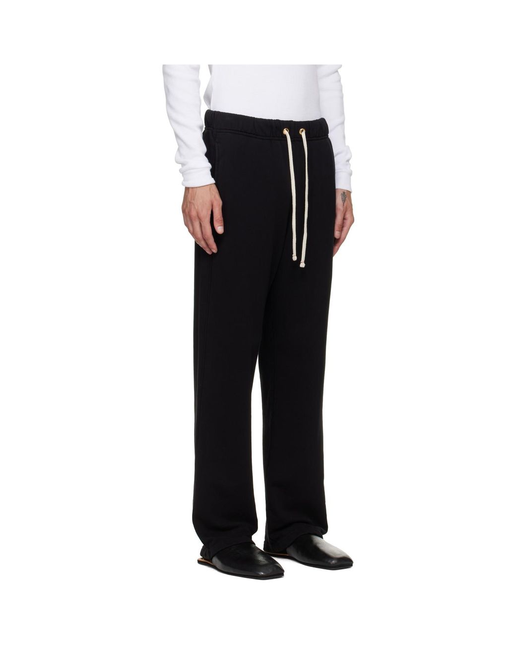 Les Tien Black French Terry Classic Sweatpants for men