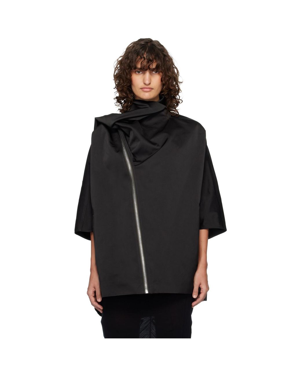 Rick Owens Black Temple Sail Biker Jacket