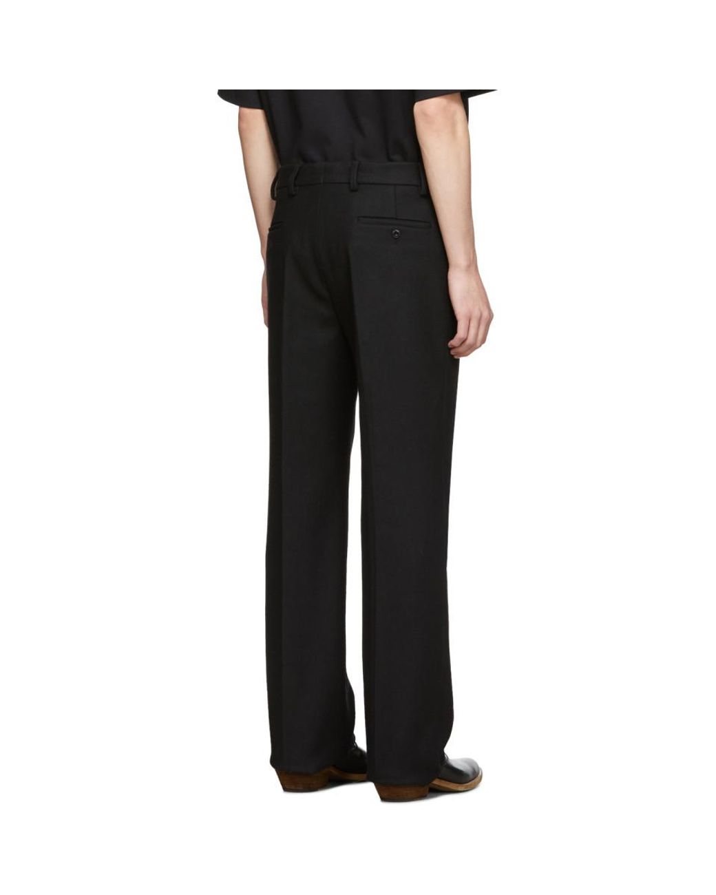 Lemaire Black Wool Felt Trousers for 