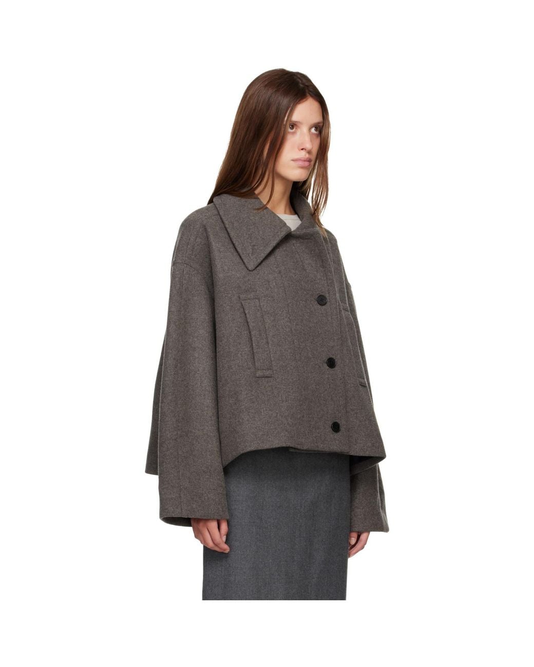 R2W Brown Palma Wool Cash Double Short Jacket