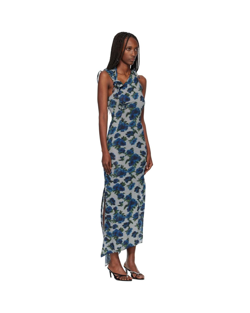 Coperni Black Flower Midi Dress