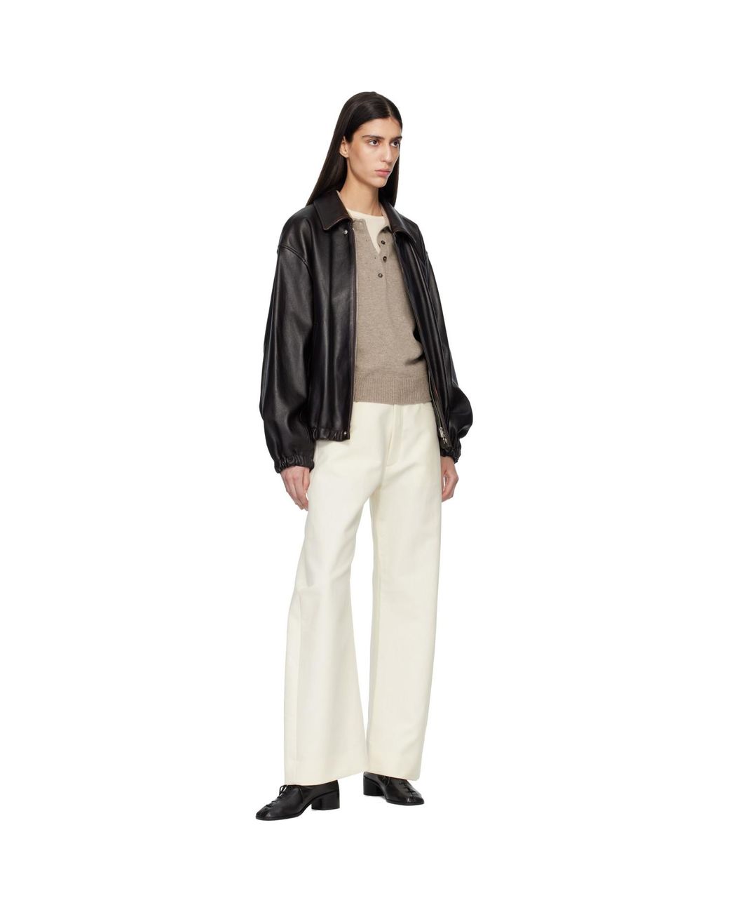 Ssstein Natural Off- Double Weave Cotton Round Trousers