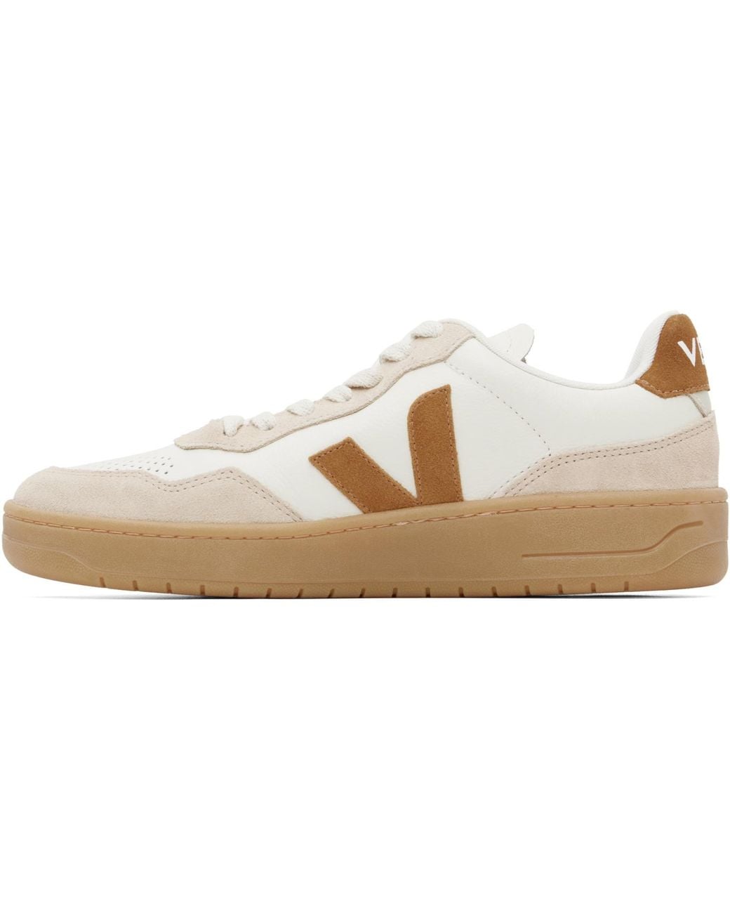 Veja Black Off- & Tan V-90 Leather Sneakers for men