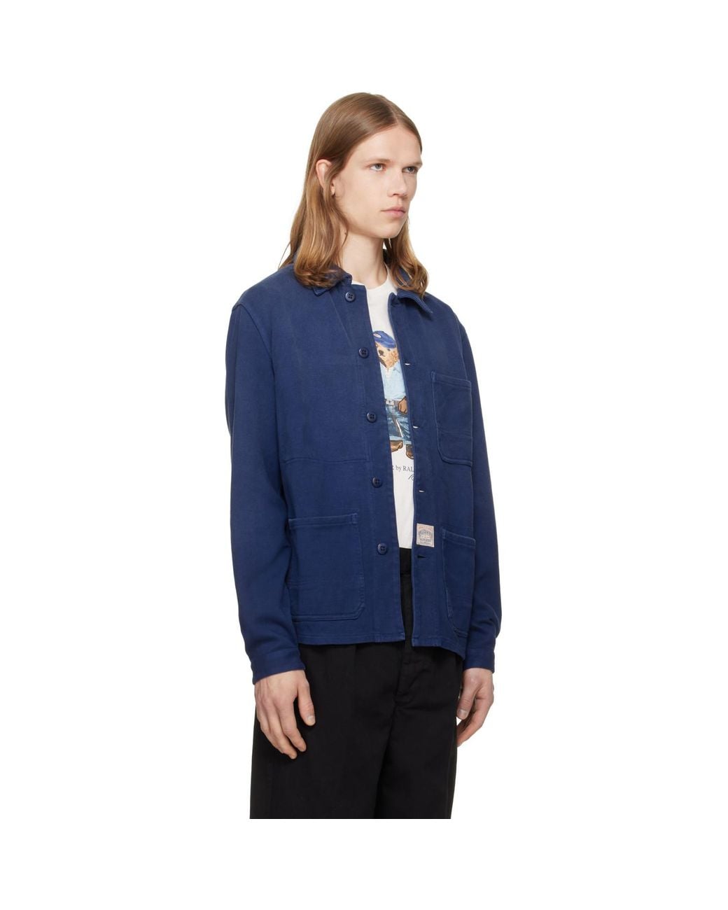 Polo Ralph Lauren Blue Moleskin Utility Overshirt for men