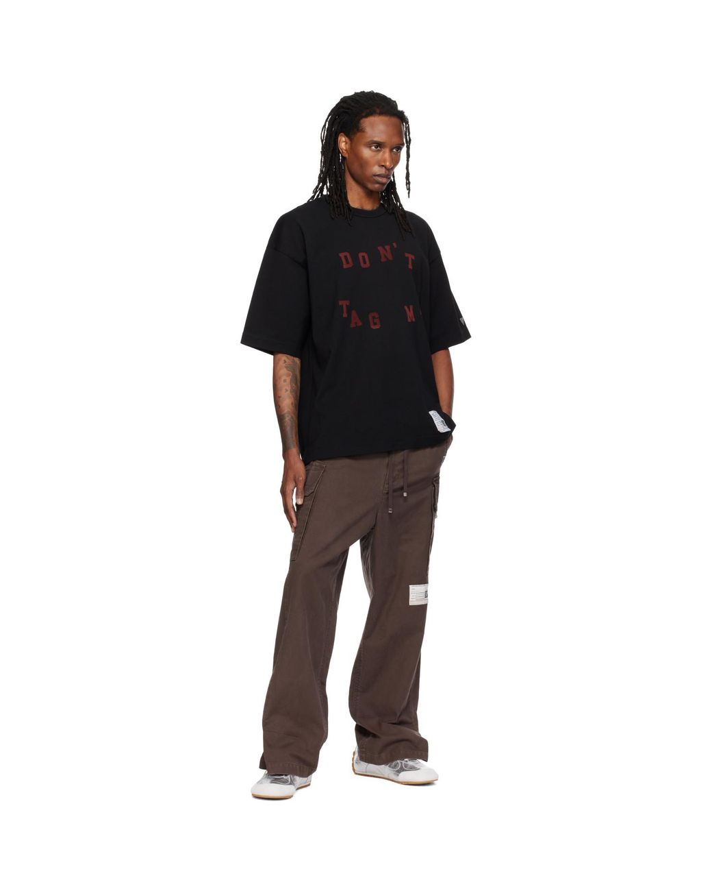 Maison Mihara Yasuhiro Black 'Don'T Tag Me' Flocky Print T-Shirt for men