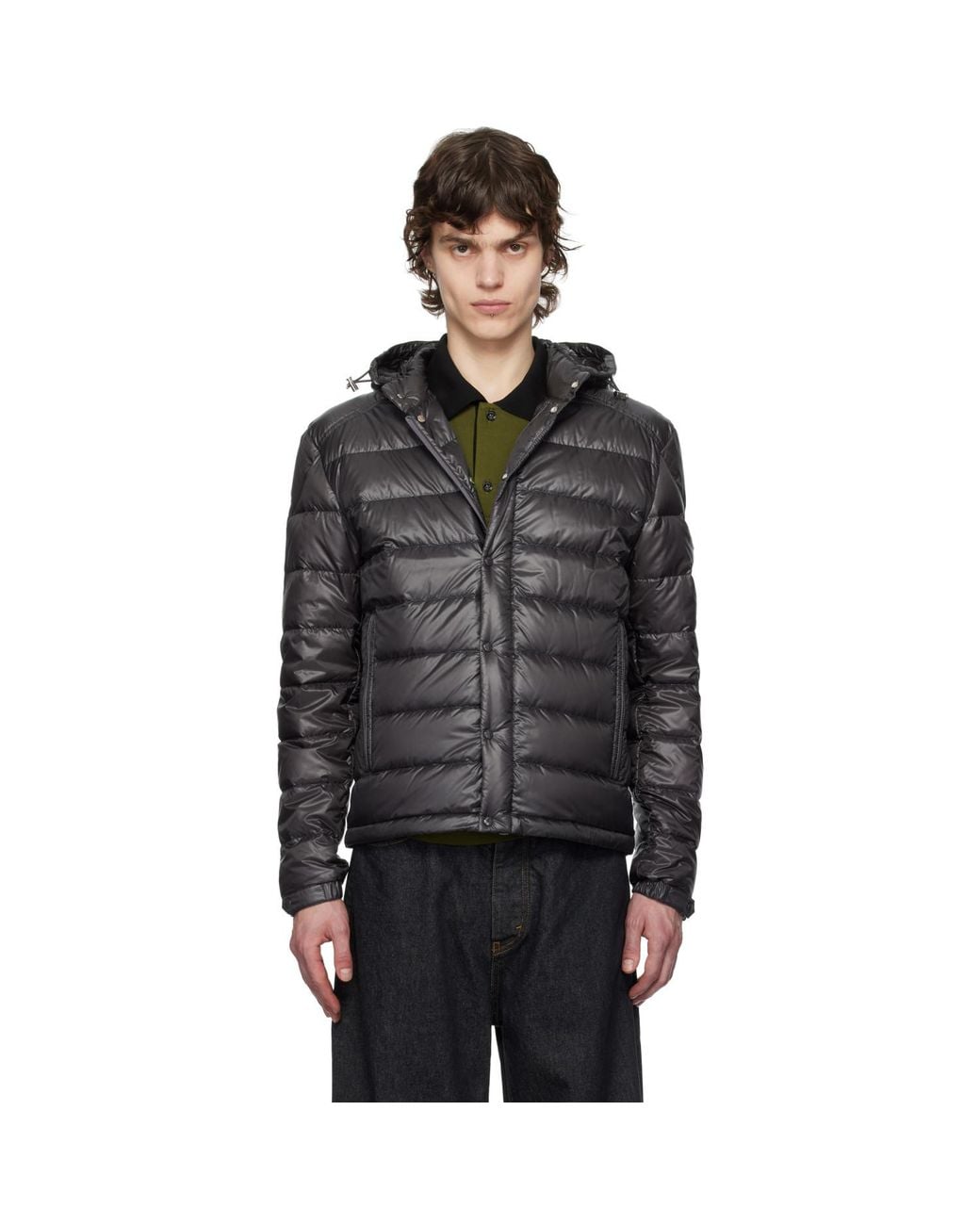 Moncler Black Gliere Hooded Short Down Jacket for men