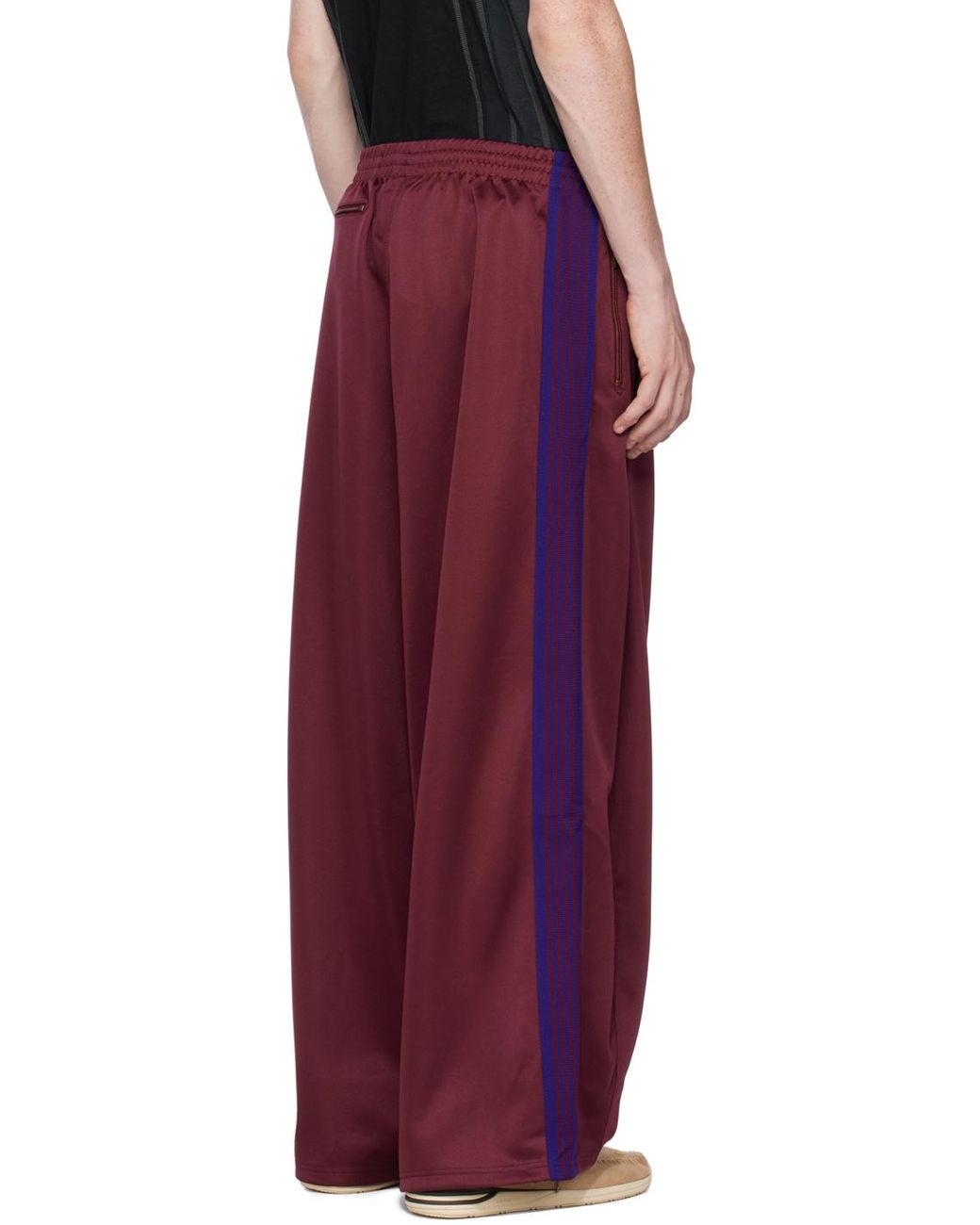 Needles バーガンディ トラックパンツ Needles ニードルズ 21AW Zipped Track Pant - Poly Smooth