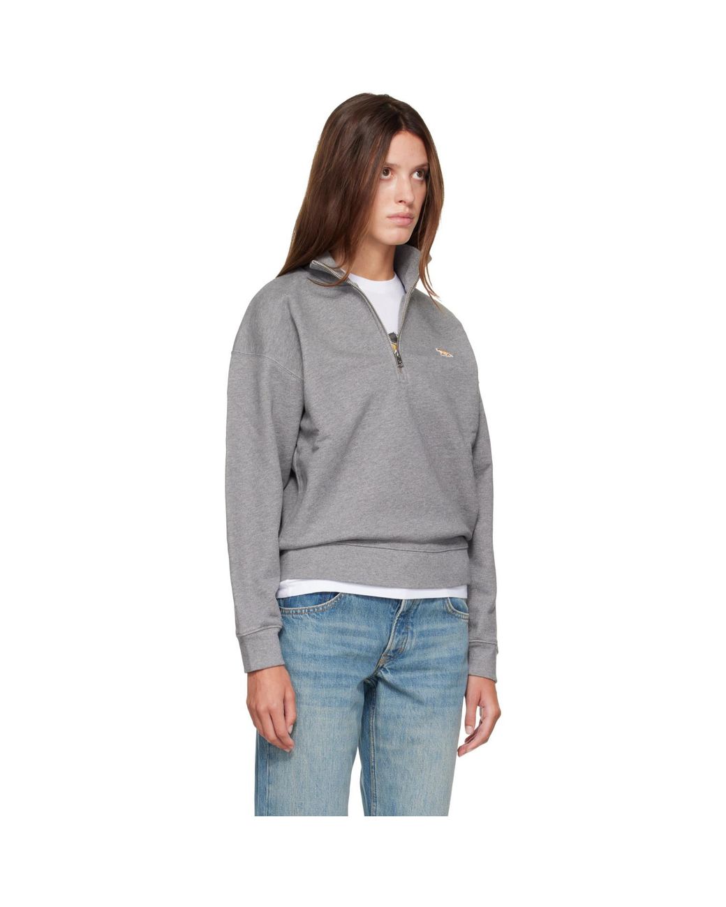 Maison Kitsuné Gray Baby Fox Half Zipped Sweatshirt