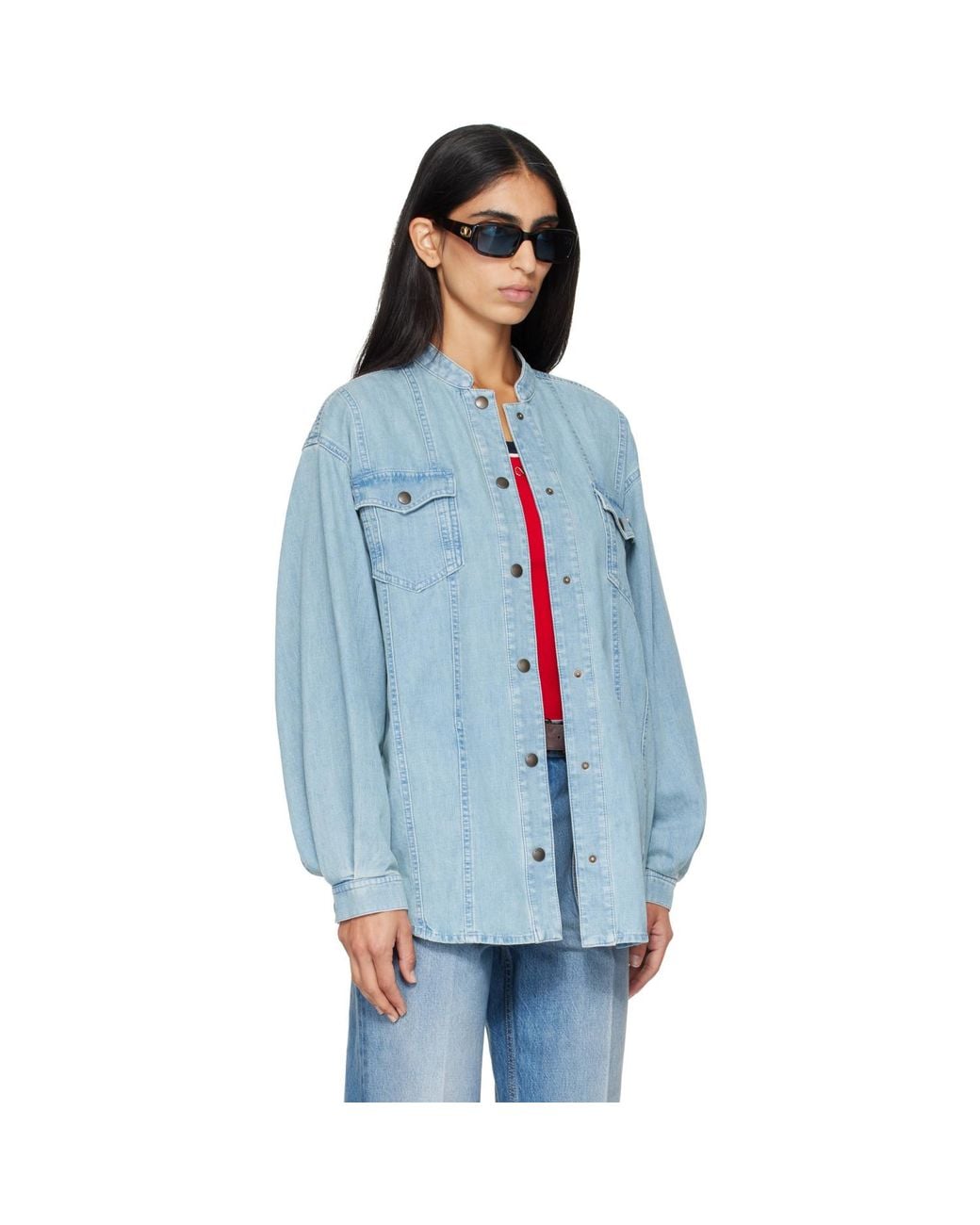 Valentino Blue Cotton Chambray Shirt