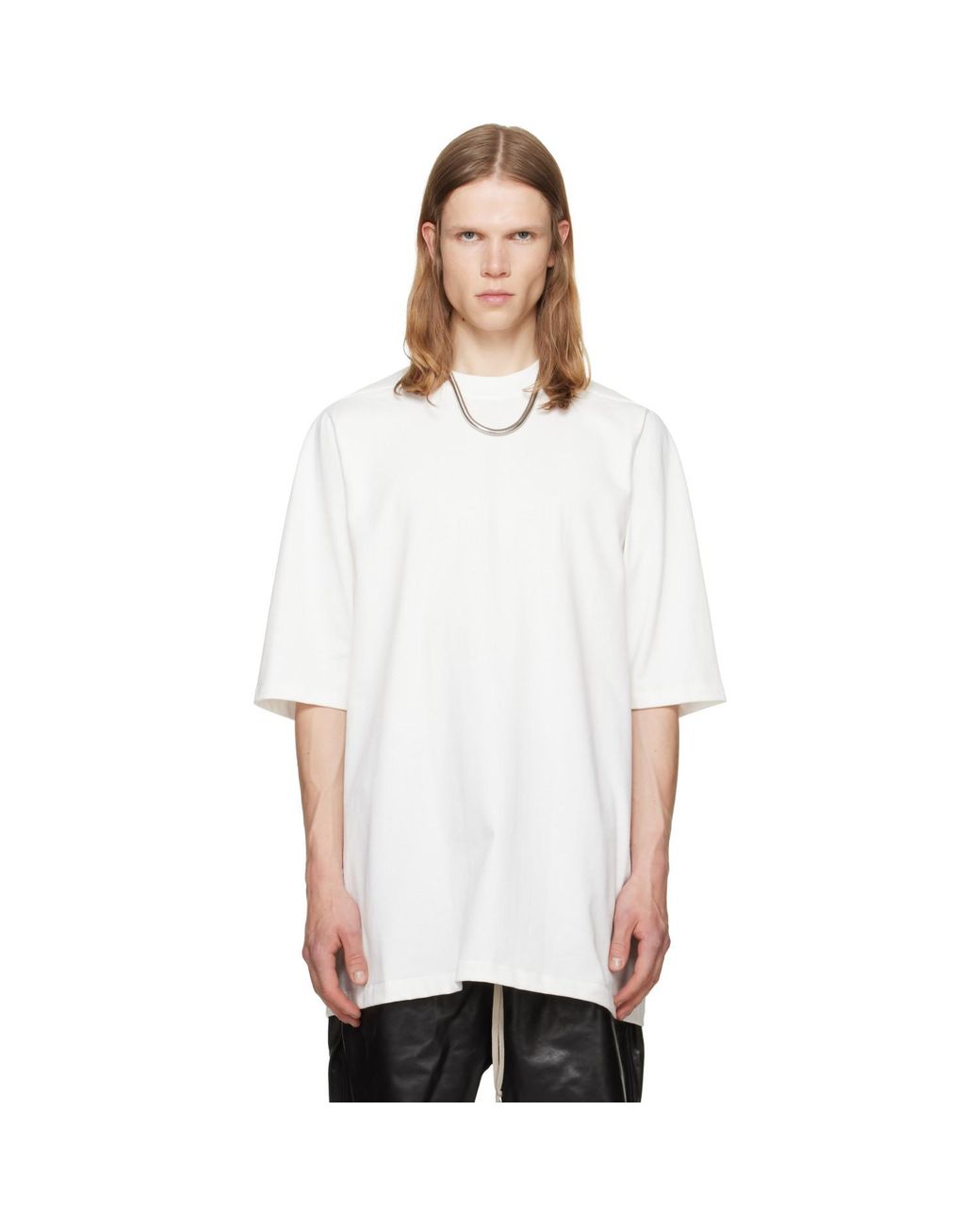 Rick Owens White Off- Jumbo S/S T-Shirt for men