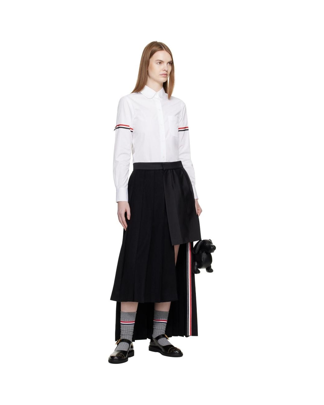 Thom Browne White Poplin Armbands Classic Round Collar Shirt