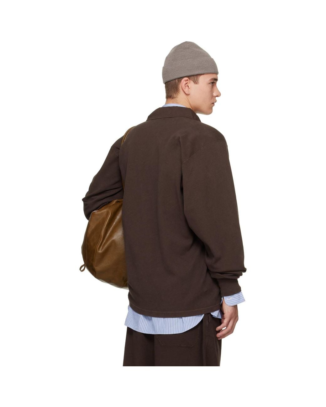 Hed Mayner Brown Cotton Long Sleeve Polo for men