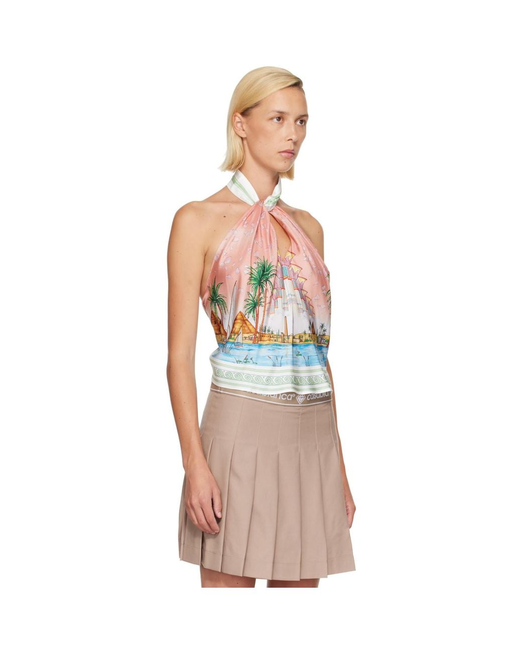 Casablanca Blue Scarf Top