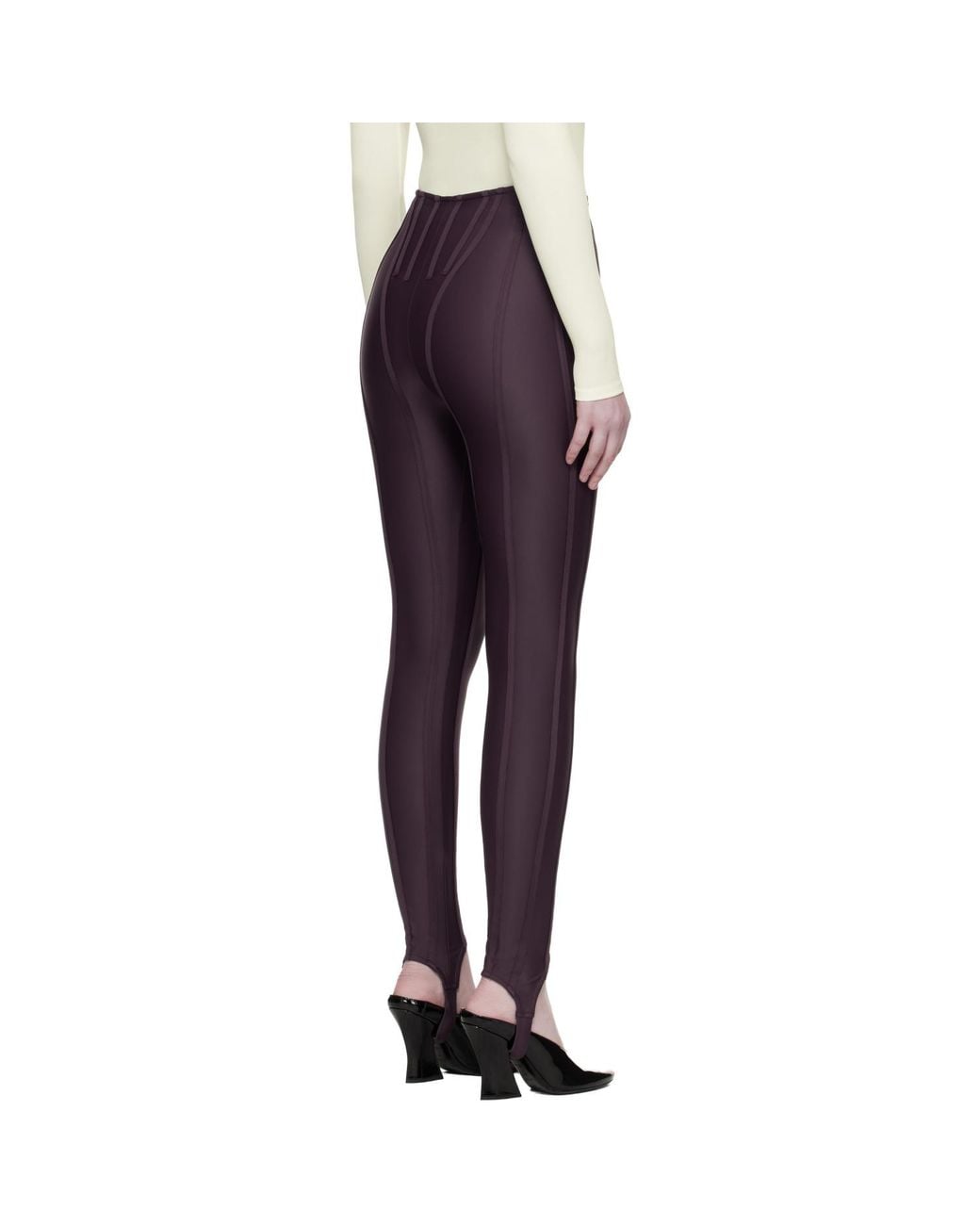 Mugler Blue Burgundy Corseted Leggings