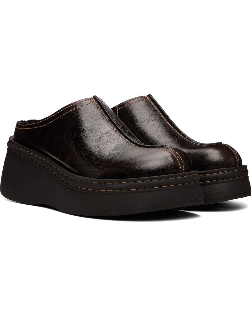 Miista Black Mego Mule Flats
