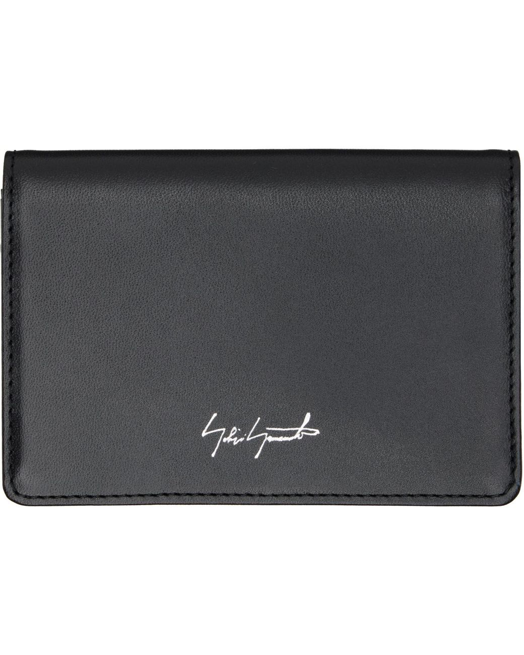 Yohji Yamamoto Black Bifold Card Holder for men