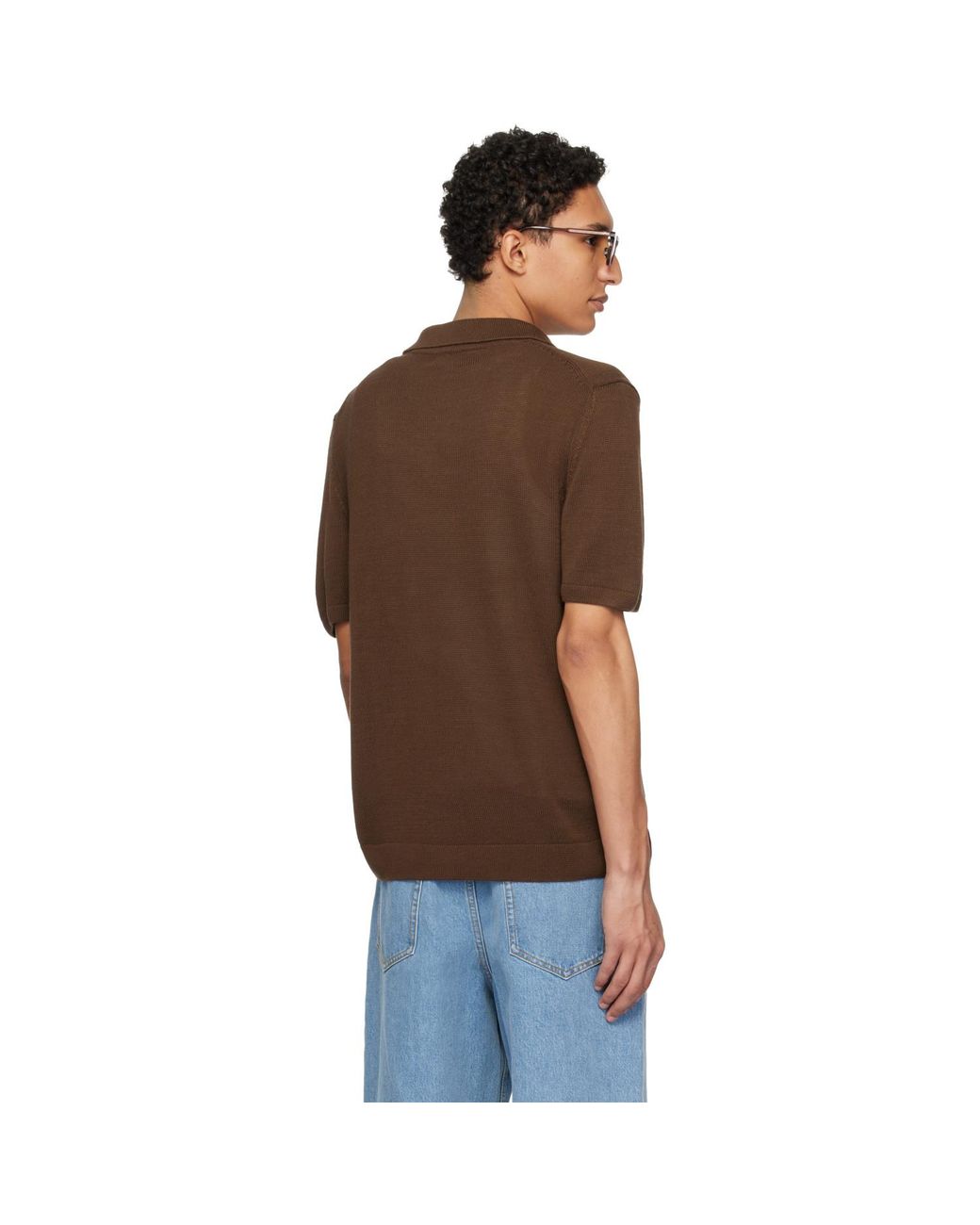 Merz B. Schwanen Black Cotton Short Sleeve Polo for men