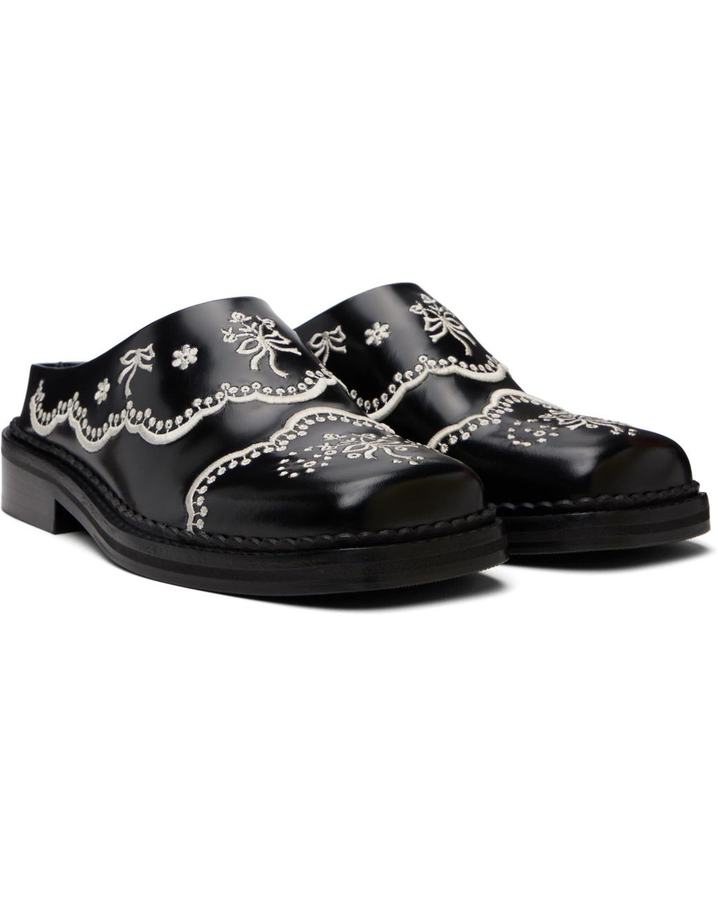 Simone Rocha Black Floral Lace Mule Loafers