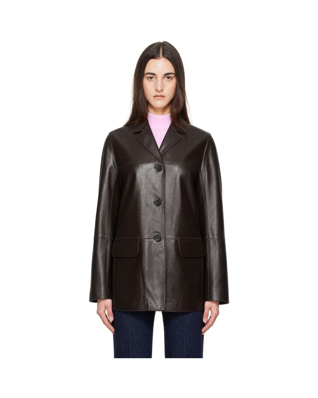 Loulou de Saison Black Nari Straight Leather Jacket