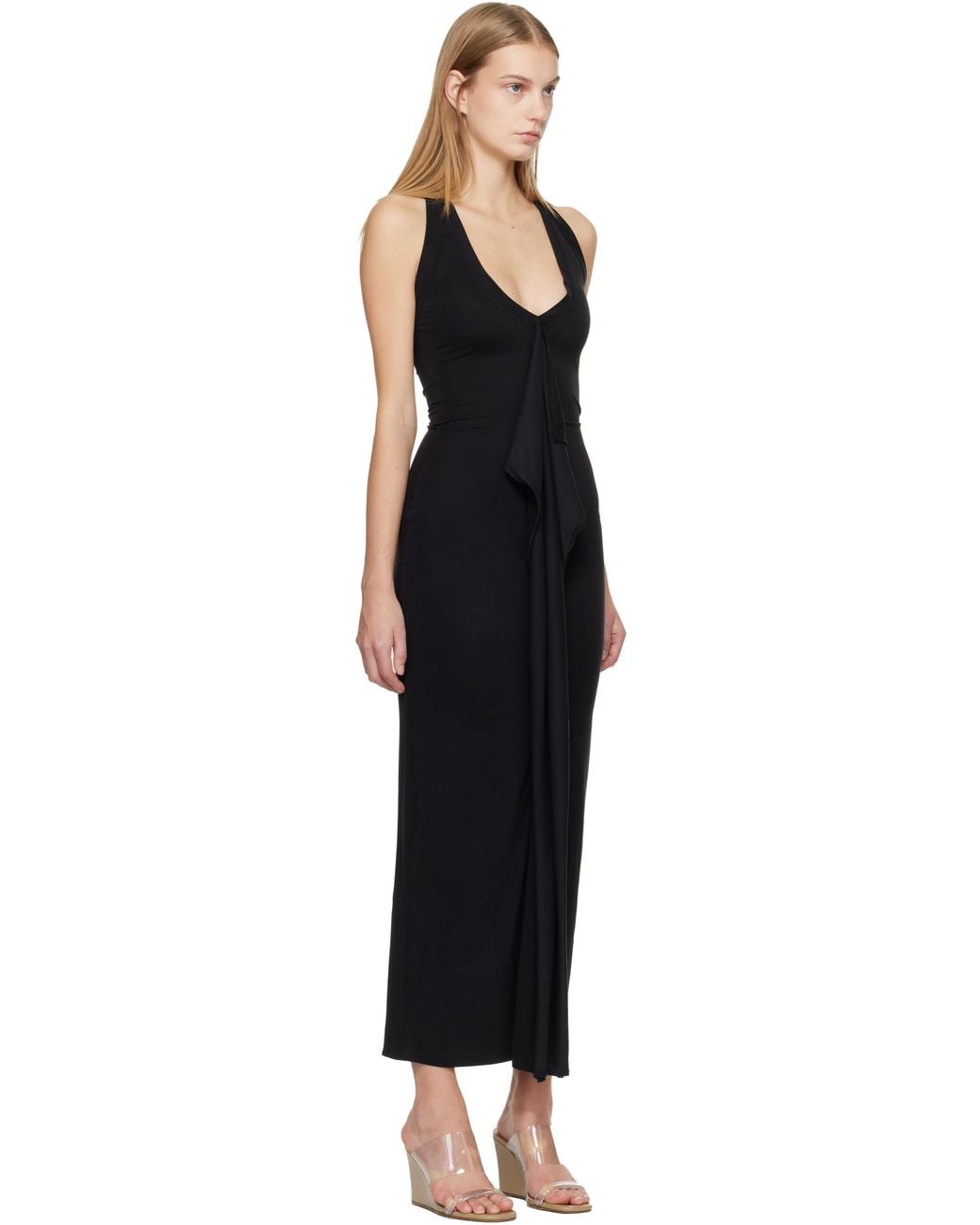 Belle Anna Cascade Midi Dress In Black Lyst UK belle-anna-cascade-midi-dress-in-black-lyst-uk