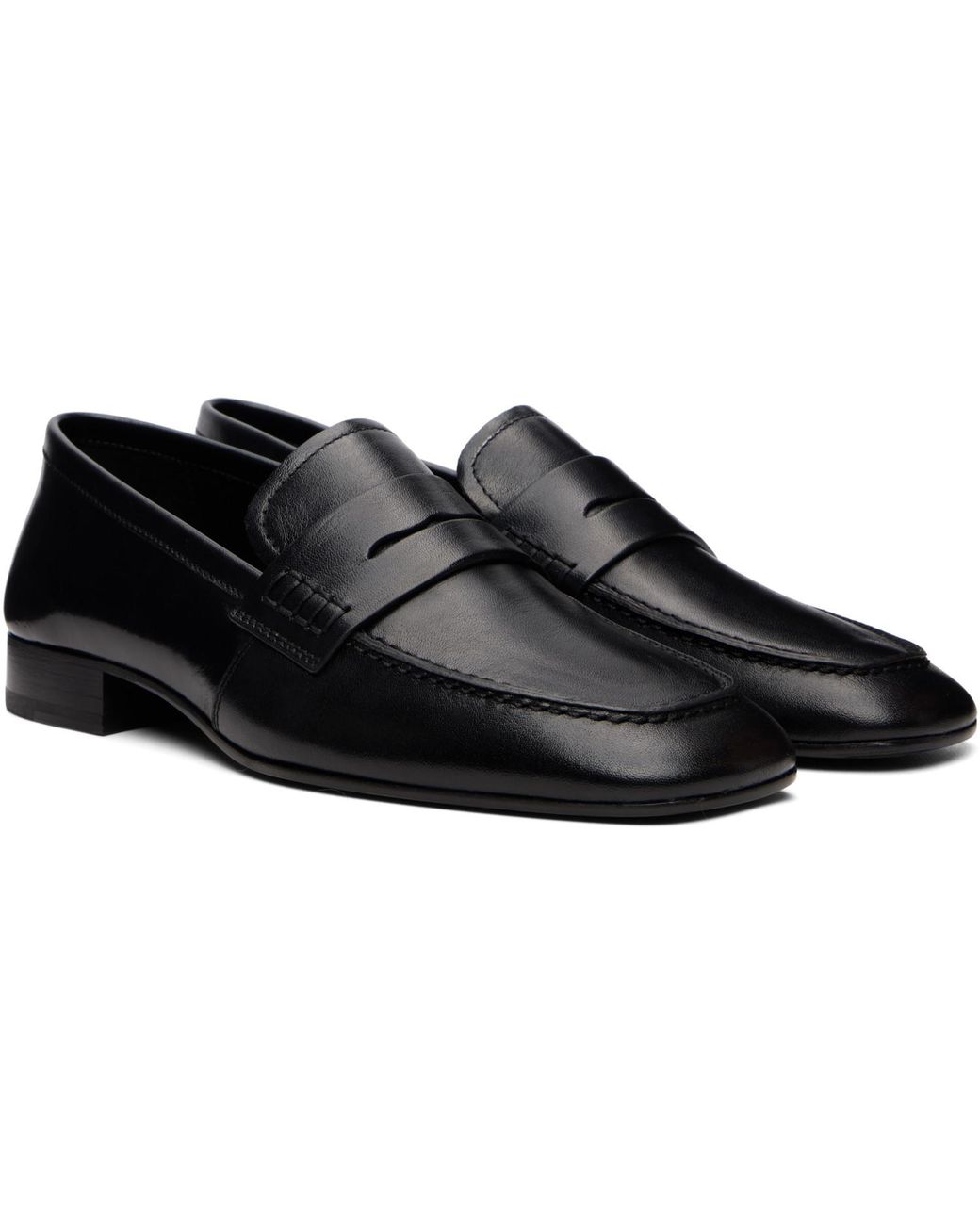 Dries Van Noten Black Leather Loafers