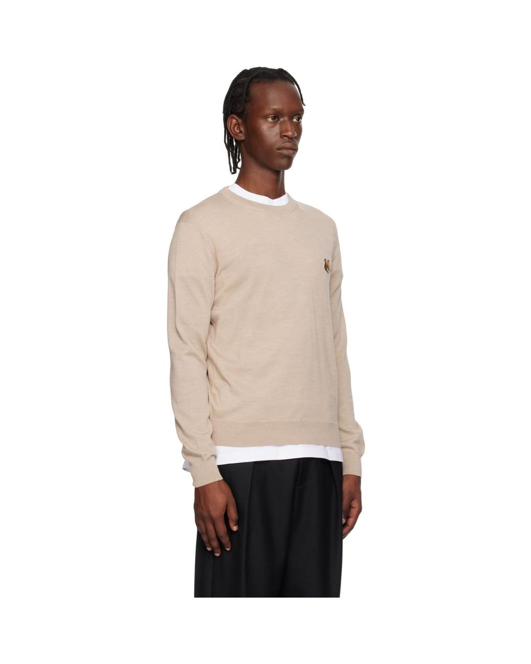 Maison Kitsuné Black Fox Head Merino Regular Sweater for men