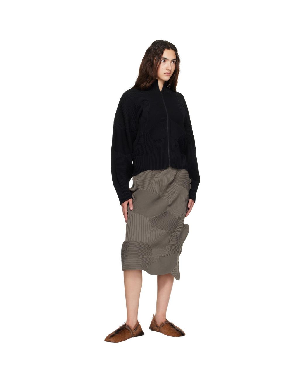 Issey Miyake Gray Kone Kone Midi Skirt