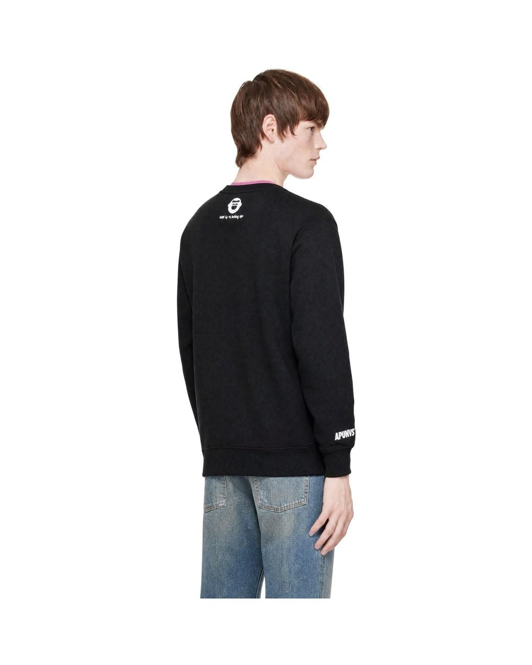 Aape By A Bathing Ape Black 'Aaper' Aldo Logo Sweatshirt for men