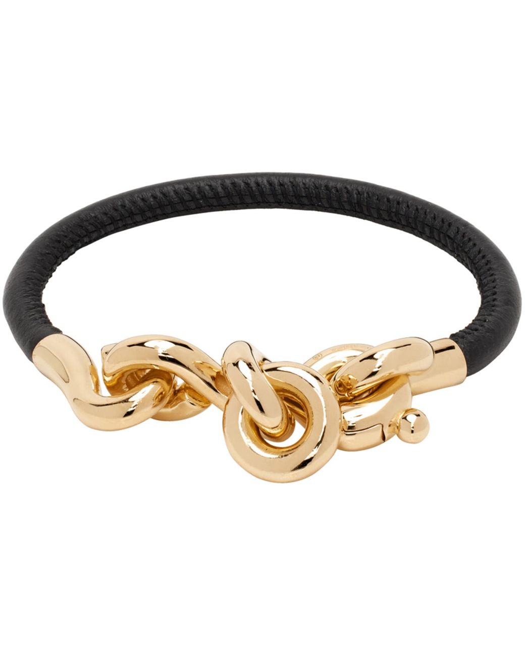 Bottega Veneta Black Loop Leather Bracelet