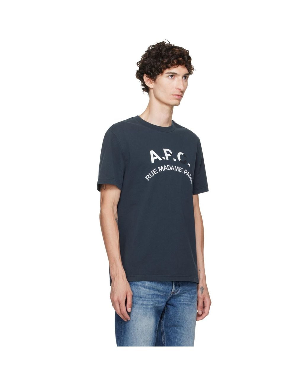 A.P.C. Blue Vintage-Effect T-Shirt for men