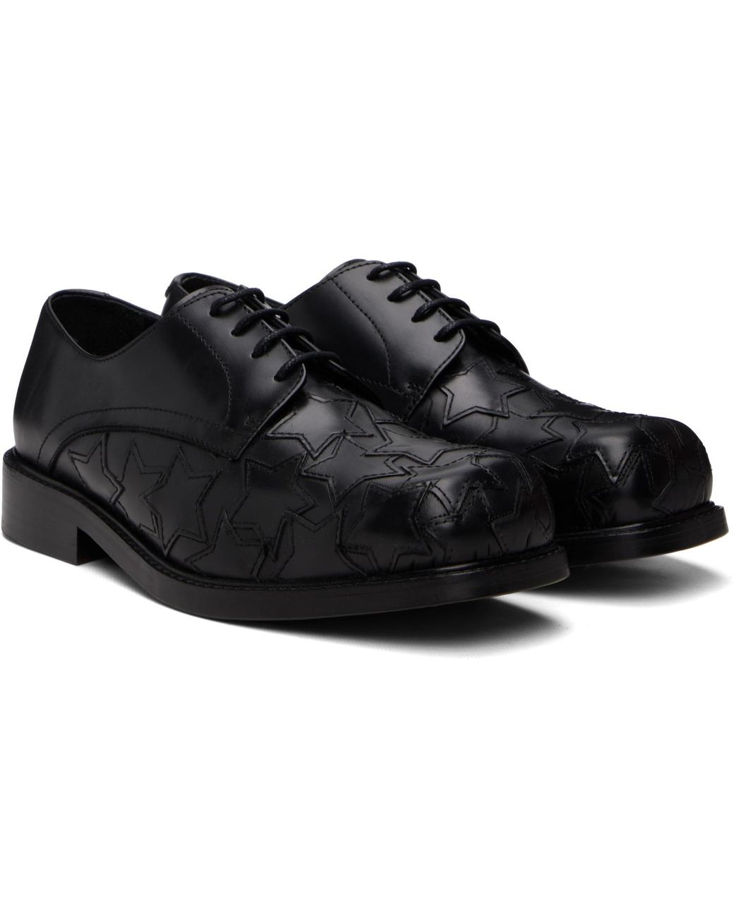 STEFAN COOKE Black Star Square Toe Derbys for men
