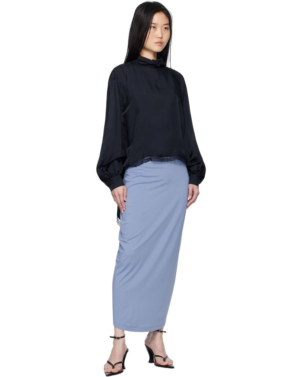 Pushbutton Black Pointy Heels