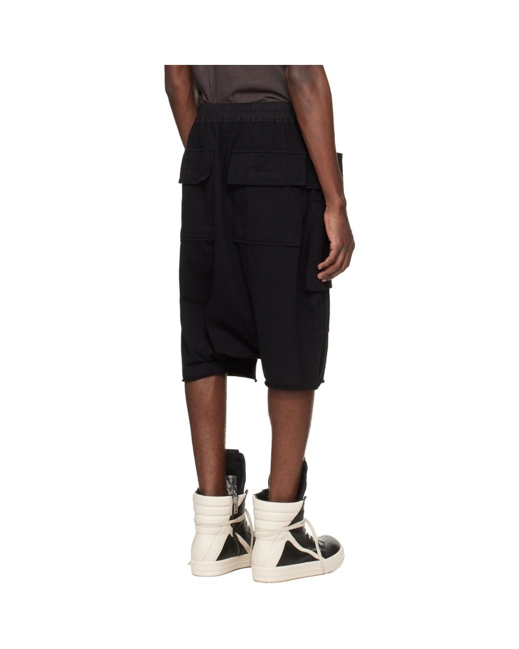 Rick Owens Black Temple Creatch Pods Cargo Shorts for men