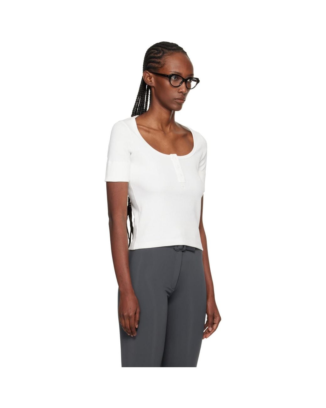 Courreges Black Buttoned 90's Rib T-Shirt