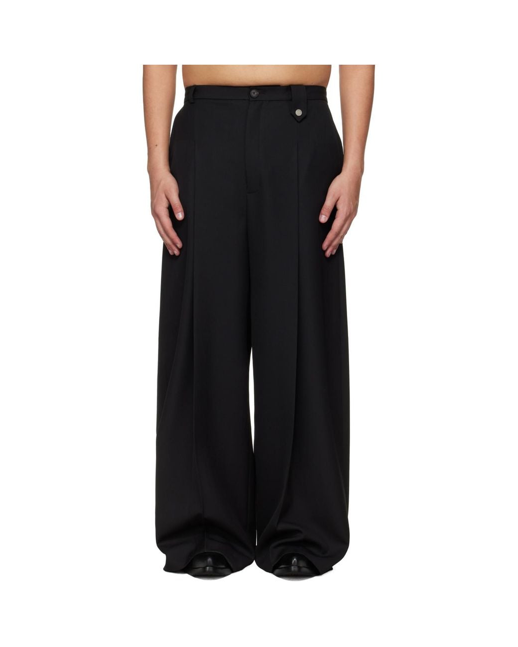 Egonlab Black Fluid Tailored Wide Leg Trousers for men