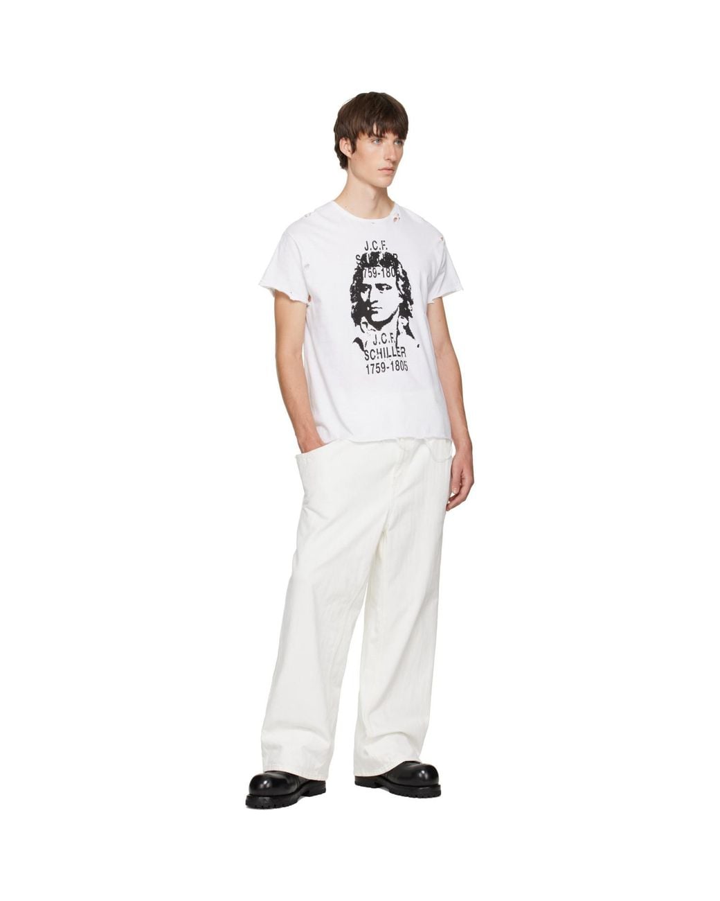 HYACYN White Distressed 'Jcf Schiller' T-Shirt for men