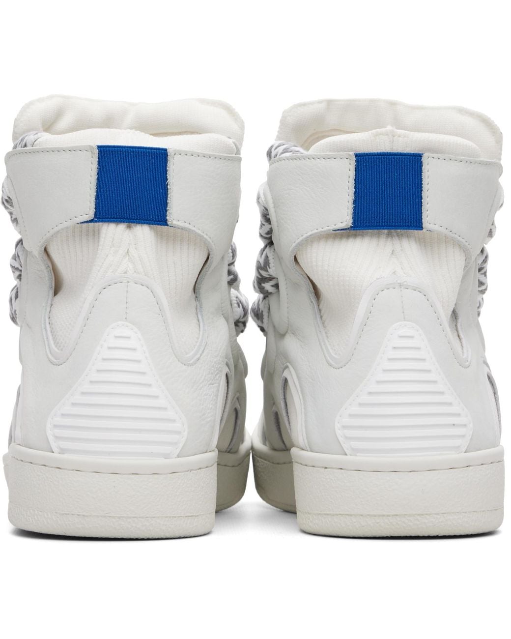 Lanvin White High Top Curb Knit Sneakers for men