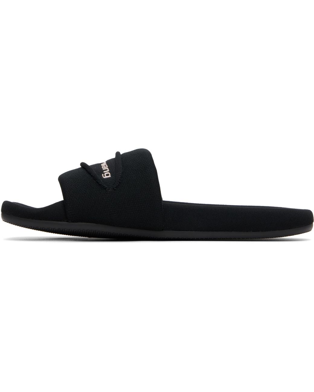 Alexander Wang Black 'Aw' Slash Knit Pool Slides
