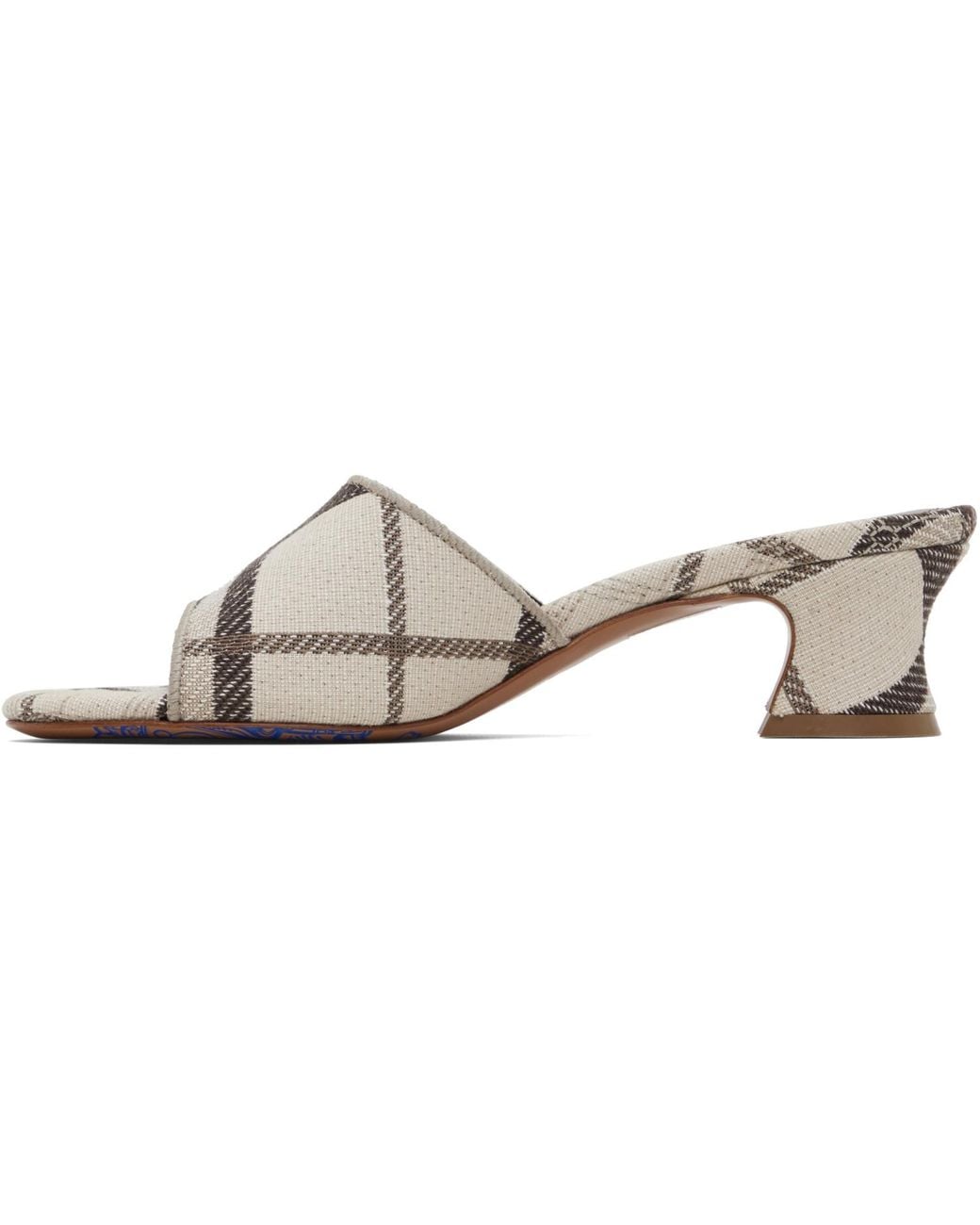 Burberry Black Check Sloane Mule Heeled Sandals