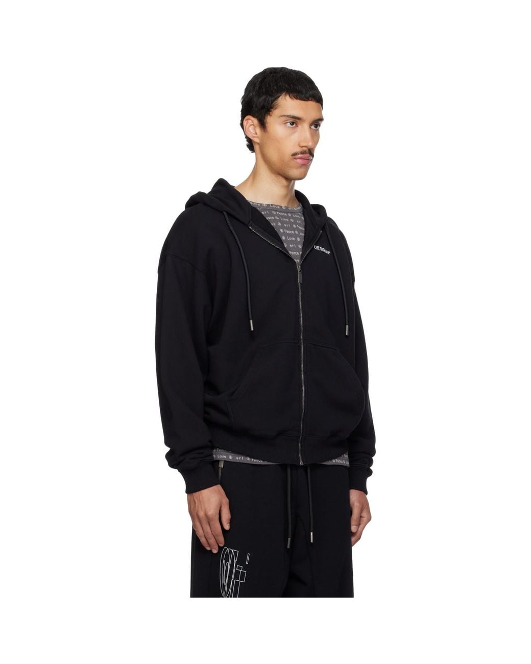 Off-White c/o Virgil Abloh Black Half Arrow Skate Zip Hoodie for men