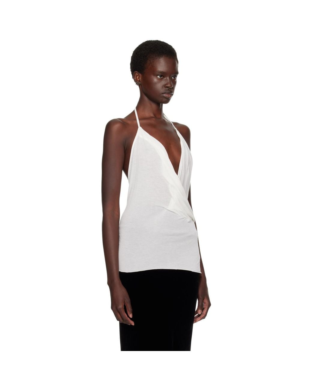 Rick Owens White Off- Tower Draped Top