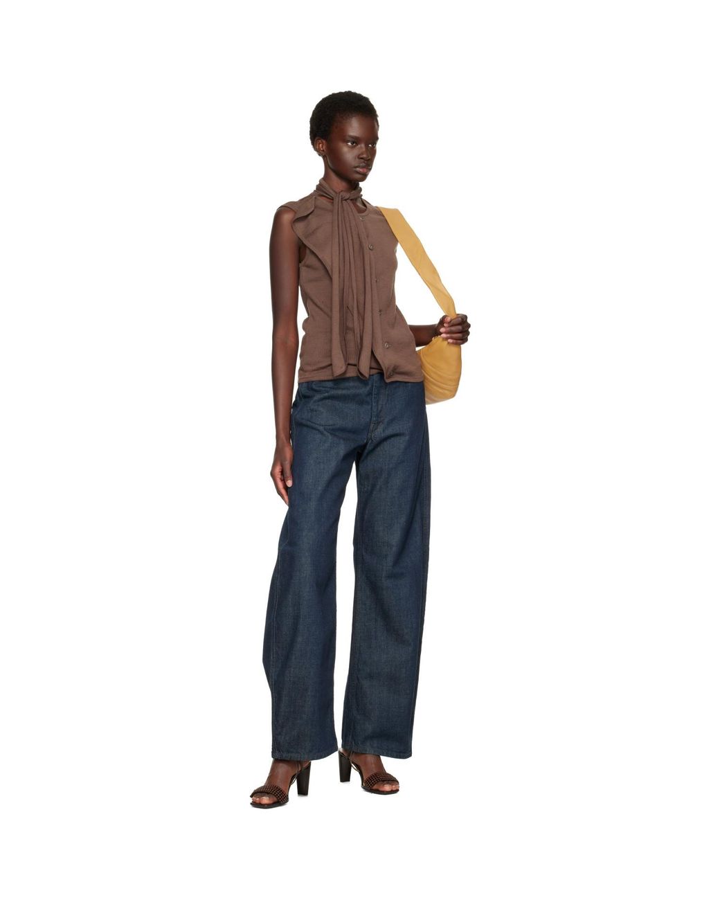 Lemaire Brown Asymmetrical Cardigan