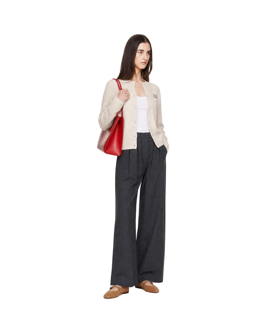 Maison Kitsuné White Fox Head Lambswool High Neck Cardigan