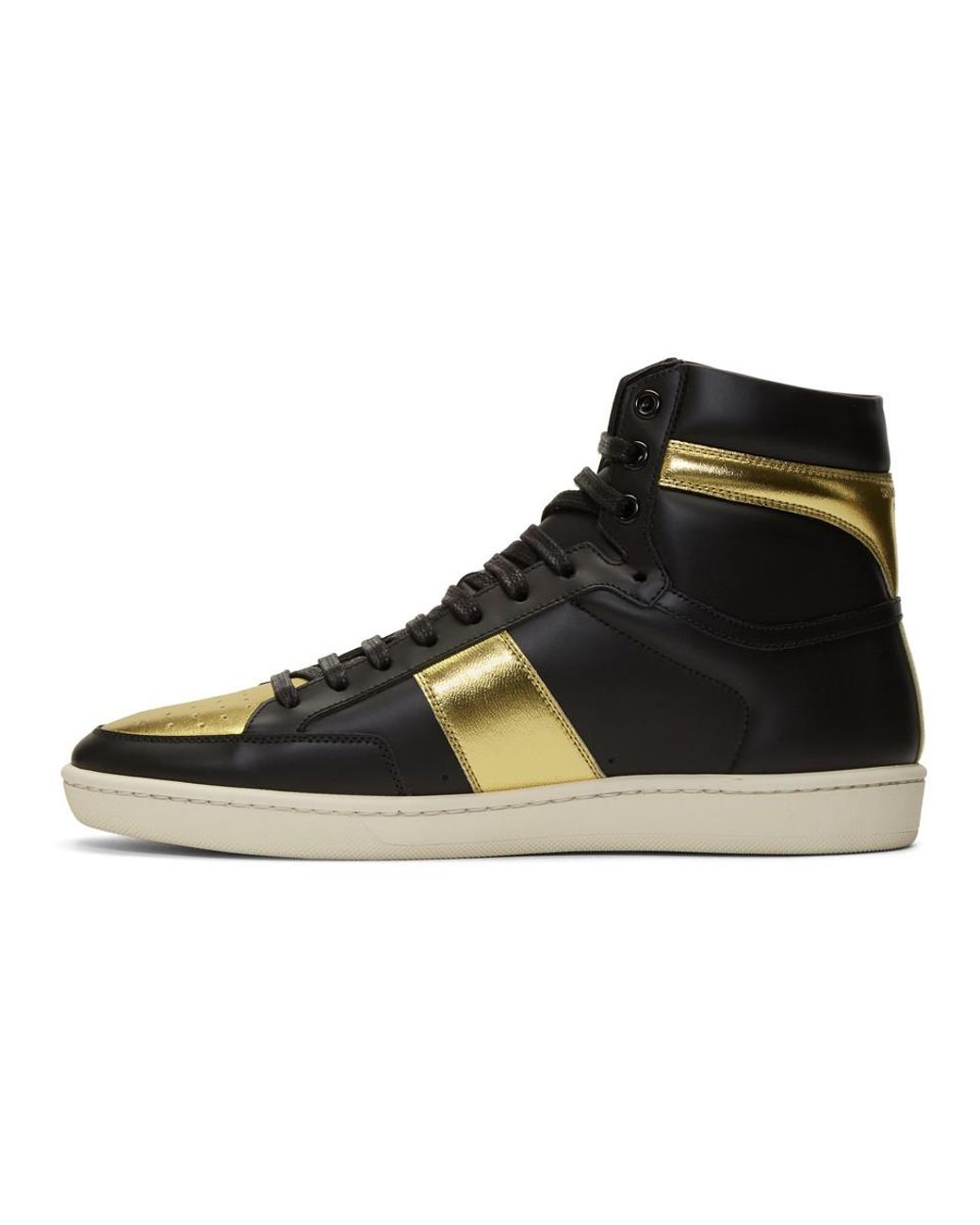 Black and gold store saint laurent sneakers