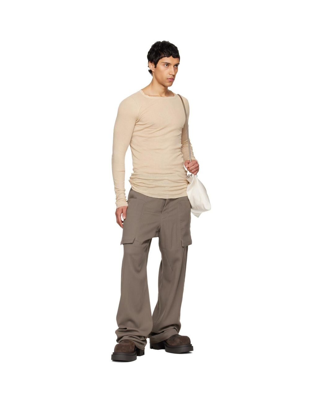 Rick Owens Natural Temple Rib Ls T-shirt for men