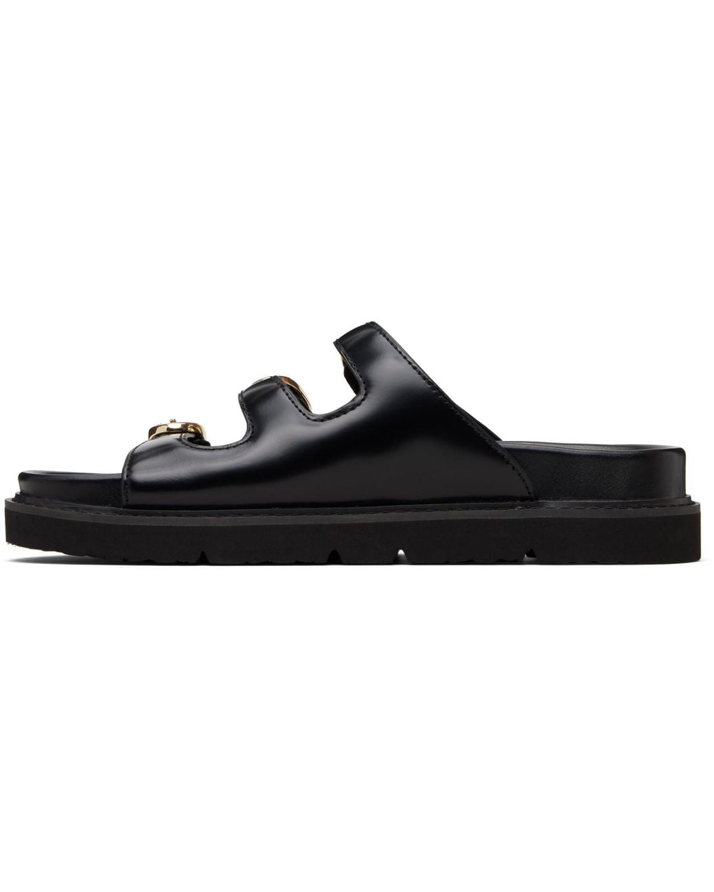 Marc Jacobs Black 'The Leather Kiki' Slide Sandals