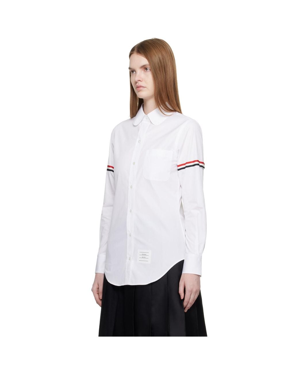 Thom Browne White Poplin Armbands Classic Round Collar Shirt