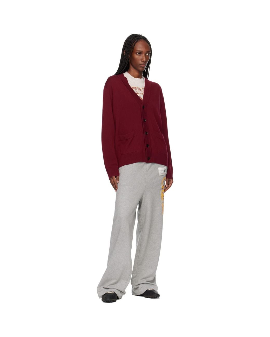 Maison Mihara Yasuhiro White College Print Sweatpants
