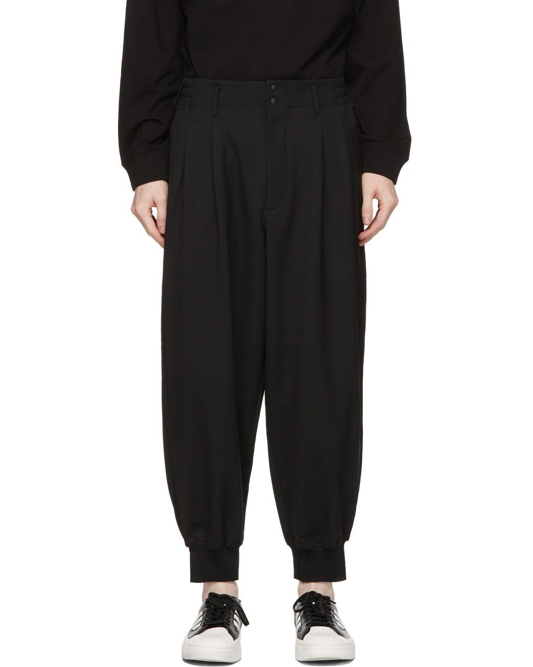 Y-3 Refined Wool Cuff Trousers in Black for Men | Lyst